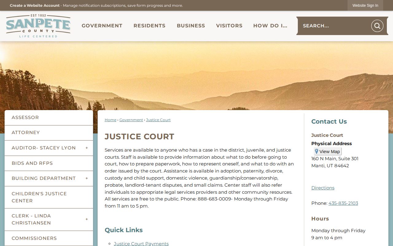 Sanpete County Justice Court warrant confirmation information