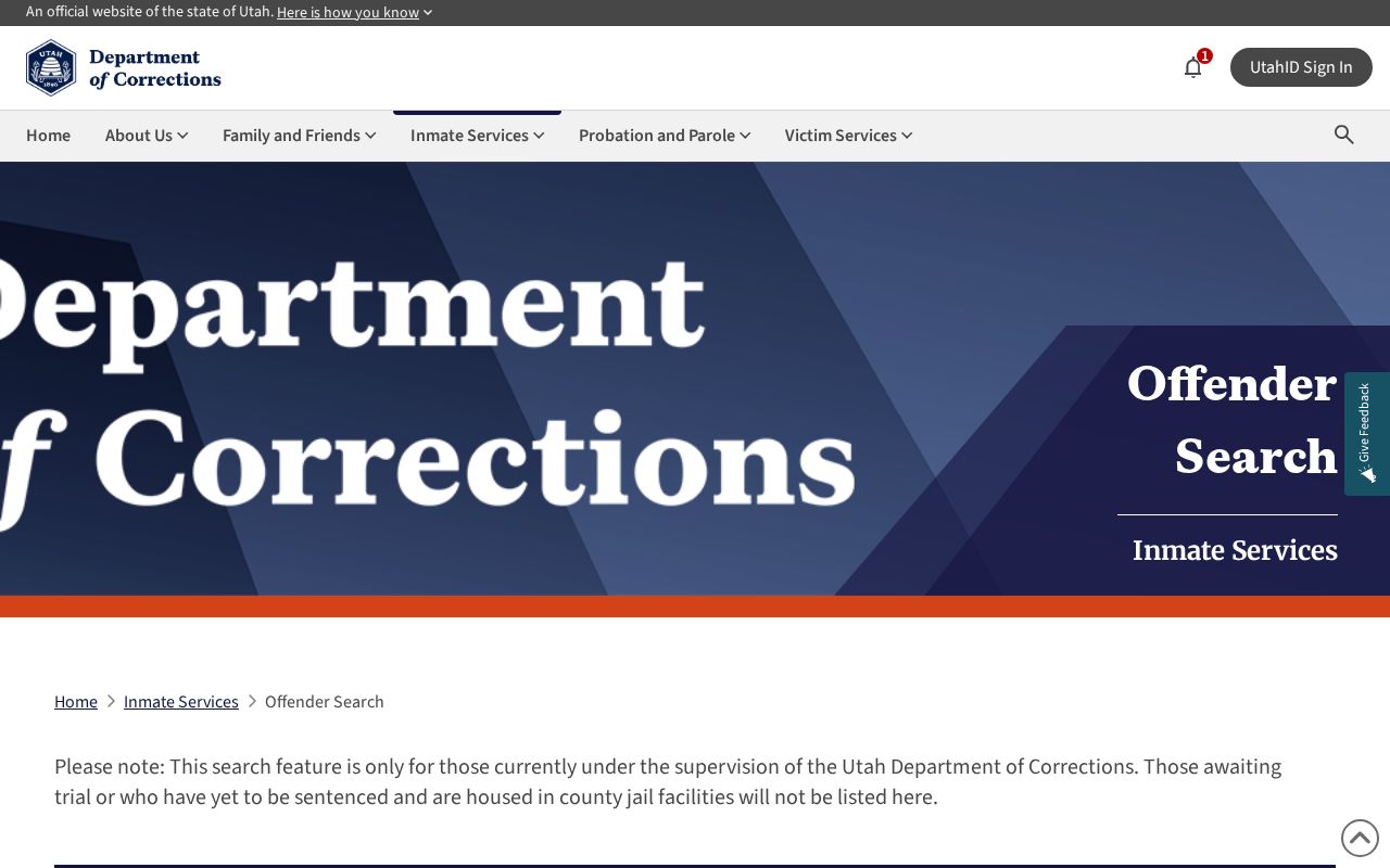 Sanpete County state custody offender record search