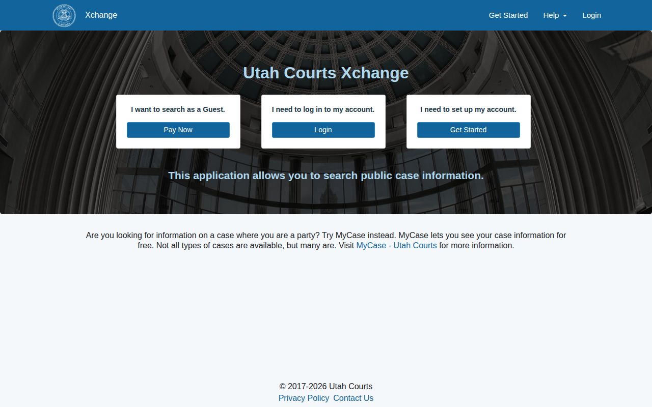 Sanpete County court record search through Utah Courts Xchange